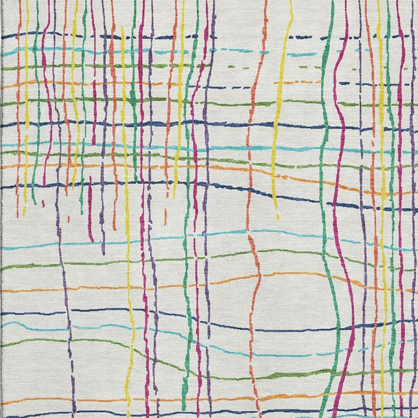 HomeRoots 5' X 8' Vibrant Striped Washable Area Rug with UV Protection – Perfect for High-Traffic Spaces! 678606