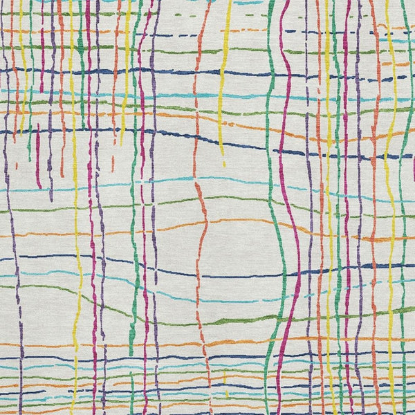 HomeRoots 9' X 12' Striped Washable Area Rug in Cheerful Colors with UV Protection for Family-Friendly Spaces 678609