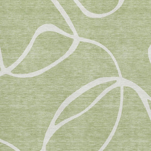 HomeRoots 5' Artichoke Green and Ivory Abstract Washable Area Rug with UV Protection for Stylish Living Spaces 678612
