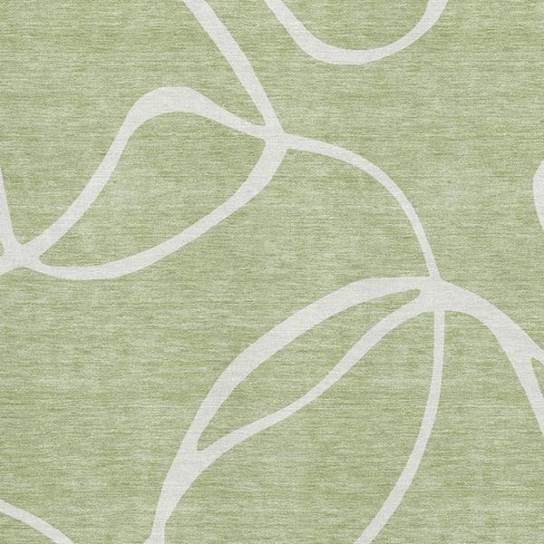 HomeRoots 5' Artichoke Green and Ivory Abstract Washable Area Rug with UV Protection for Stylish Living Spaces 678612