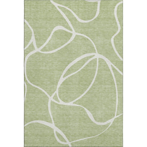 HomeRoots 8' X 10' Artichoke Green Abstract Area Rug - Washable, UV Protected, Durable for High-Traffic Areas 678614