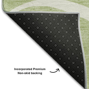 HomeRoots 8' X 10' Artichoke Green Abstract Area Rug - Washable, UV Protected, Durable for High-Traffic Areas 678614