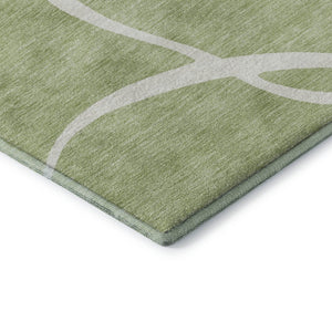 HomeRoots 8' X 10' Artichoke Green Abstract Area Rug - Washable, UV Protected, Durable for High-Traffic Areas 678614