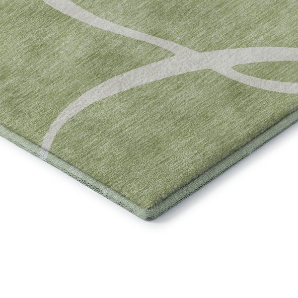 HomeRoots 8' X 10' Artichoke Green Abstract Area Rug - Washable, UV Protected, Durable for High-Traffic Areas 678614