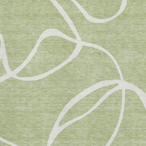 HomeRoots 8' X 10' Artichoke Green Abstract Area Rug - Washable, UV Protected, Durable for High-Traffic Areas 678614