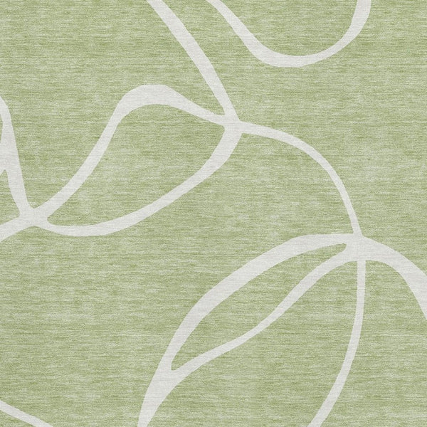 HomeRoots 8' X 10' Artichoke Green Abstract Area Rug - Washable, UV Protected, Durable for High-Traffic Areas 678614