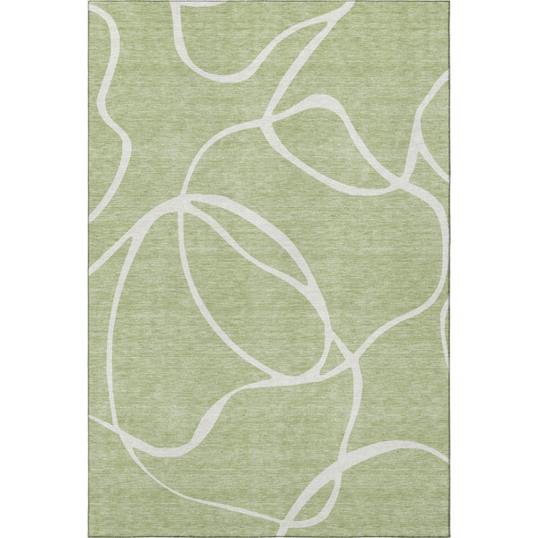 HomeRoots 8' X 10' Artichoke Green Abstract Area Rug - Washable, UV Protected, Durable for High-Traffic Areas 678614