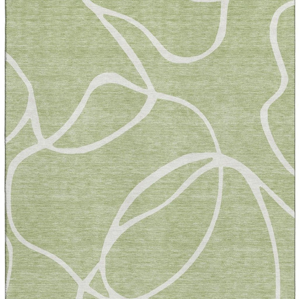 HomeRoots 9' X 12' Artichoke Green & Ivory Abstract Washable Area Rug - Durable, Stylish & UV-Protected 678615