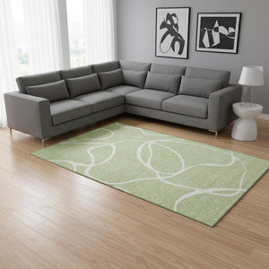HomeRoots 10' X 14' Artichoke Green Abstract Area Rug with UV Protection - Washable, Stain-Resistant & Stylish! 678616