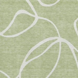 HomeRoots 10' X 14' Artichoke Green Abstract Area Rug with UV Protection - Washable, Stain-Resistant & Stylish! 678616