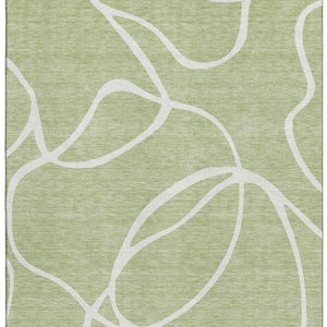 HomeRoots 10' X 14' Artichoke Green Abstract Area Rug with UV Protection - Washable, Stain-Resistant & Stylish! 678616