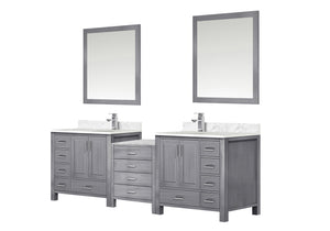 English Elm Distressed Grey Double Bath Vanity 92" W x 22" D with Carrara Marble Top, Chrome Faucets, Mirrors B2731S01232
