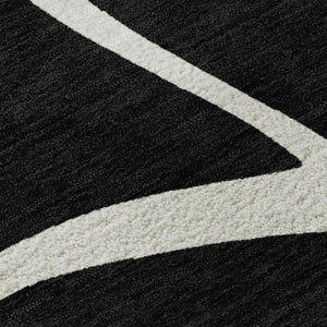 HomeRoots 8' X 10' Black and Ivory Abstract Area Rug - Washable, UV Protected, Perfect for High-Traffic Rooms! 678620