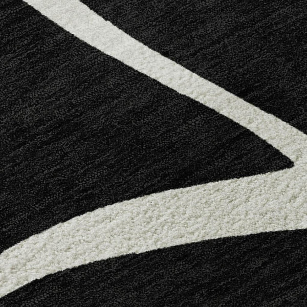 HomeRoots 9' X 12' Black And Ivory Abstract Area Rug – Stain-Resistant, Washable, UV Protected, Modern Design! 678621