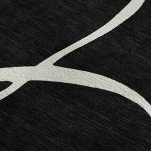 HomeRoots 9' X 12' Black And Ivory Abstract Area Rug – Stain-Resistant, Washable, UV Protected, Modern Design! 678621