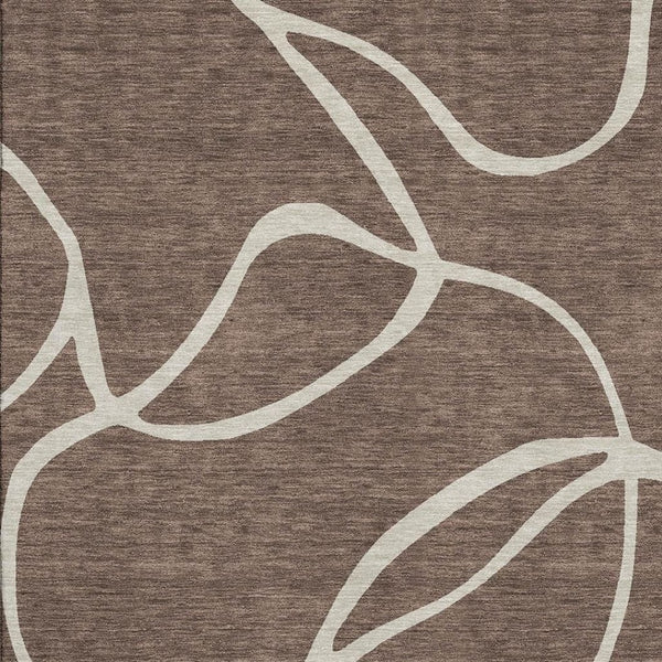 HomeRoots 5' X 8' Abstract Brown and Beige Area Rug - Washable, UV Protected, Durable for Family Living Spaces 678624