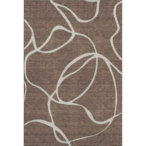 HomeRoots 8' X 10' Abstract Washable Area Rug in Brown & Beige - UV Protected, Stain-Resistant for Easy Care! 678626