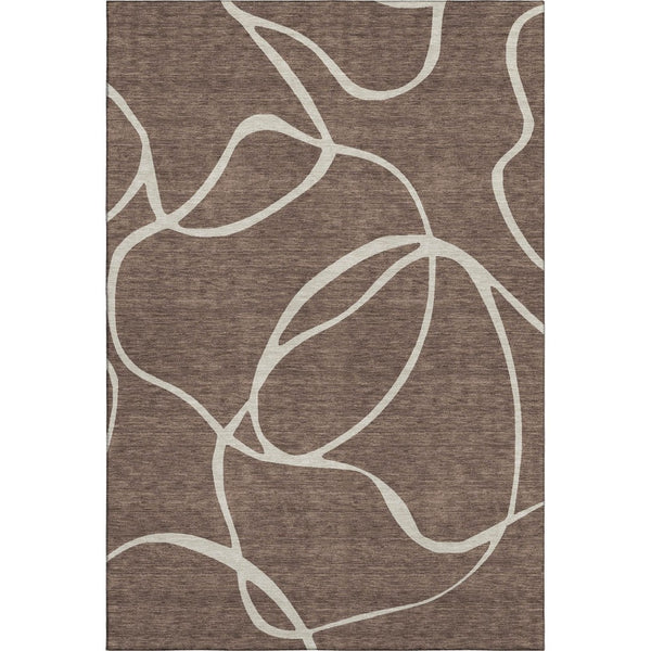HomeRoots 8' X 10' Abstract Washable Area Rug in Brown & Beige - UV Protected, Stain-Resistant for Easy Care! 678626