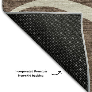 HomeRoots 8' X 10' Abstract Washable Area Rug in Brown & Beige - UV Protected, Stain-Resistant for Easy Care! 678626