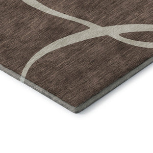 HomeRoots 8' X 10' Abstract Washable Area Rug in Brown & Beige - UV Protected, Stain-Resistant for Easy Care! 678626