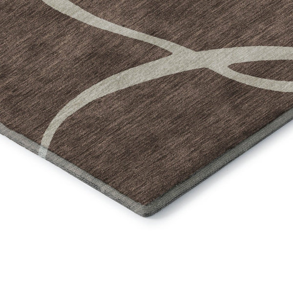 HomeRoots 8' X 10' Abstract Washable Area Rug in Brown & Beige - UV Protected, Stain-Resistant for Easy Care! 678626