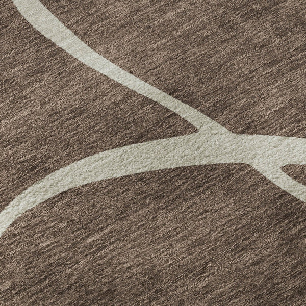 HomeRoots 8' X 10' Abstract Washable Area Rug in Brown & Beige - UV Protected, Stain-Resistant for Easy Care! 678626