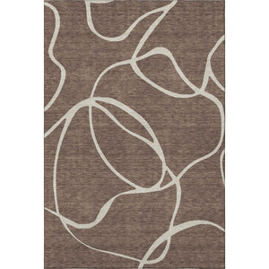 HomeRoots 8' X 10' Abstract Washable Area Rug in Brown & Beige - UV Protected, Stain-Resistant for Easy Care! 678626