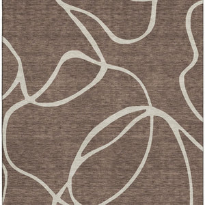 HomeRoots 9' X 12' Brown and Beige Abstract Area Rug – Washable, UV Protected, Stylish & Durable Home Accent 678627