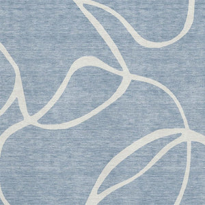 HomeRoots 8' X 10' Denim Blue & Ivory Abstract Washable Area Rug - Durable, UV-Protected, Modern Design! 678632
