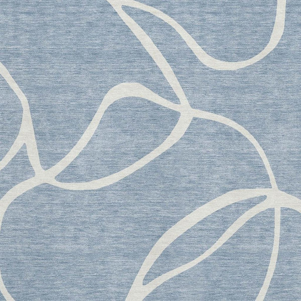 HomeRoots 8' X 10' Denim Blue & Ivory Abstract Washable Area Rug - Durable, UV-Protected, Modern Design! 678632