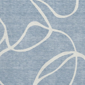 HomeRoots 9' X 12' Denim Blue & Ivory Abstract Rug - Washable, UV Protected, Stylish for High-Traffic Areas 678633