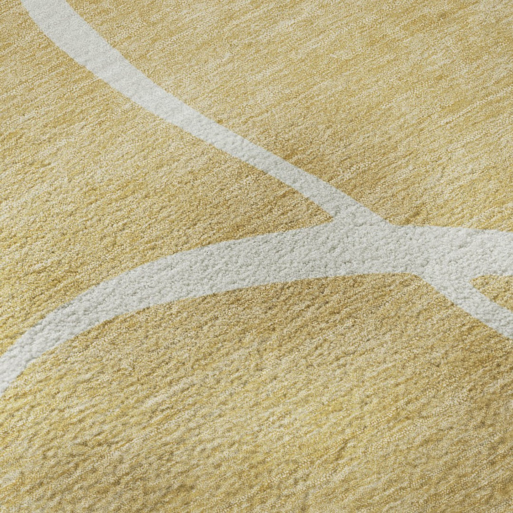 HomeRoots 5' X 8' Gold And Ivory Abstract Area Rug - Washable, Stain-Resistant, UV-Protected for Modern Homes 678636