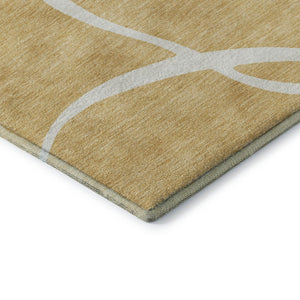 HomeRoots 8' X 10' Gold And Ivory Abstract Area Rug - Washable, UV-Protected, Durable for High-Traffic Homes 678638