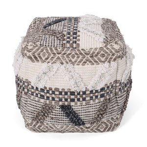 English Elm Christopher Knight Home® - WOVEN Wool Pouf Multi-Color Handwoven Boho Cotton Cube with Removable Zip Cover & Polystyrene Fill 67864.00