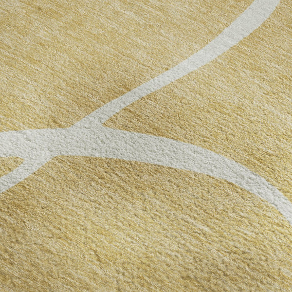 HomeRoots 10' Gold and Ivory Abstract Washable Area Rug - Durable, UV Protected, Perfect for Modern Spaces! 678640