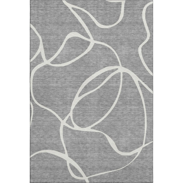 HomeRoots 5' X 8' Gray And Ivory Abstract Area Rug - Soft, Durable, UV Protected for Homes with Kids & Pets 678642