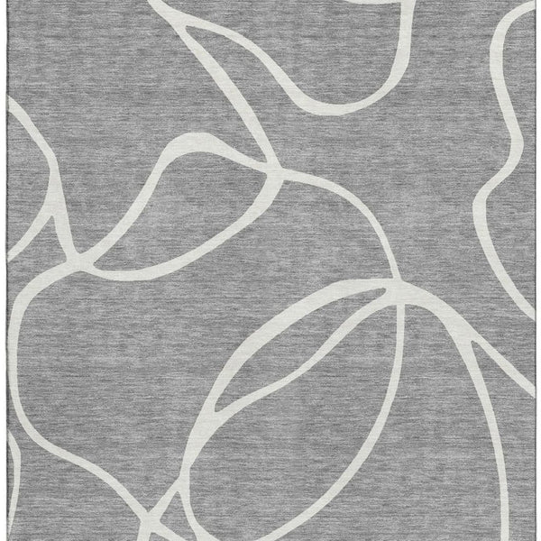 HomeRoots 5' X 8' Gray And Ivory Abstract Area Rug - Soft, Durable, UV Protected for Homes with Kids & Pets 678642