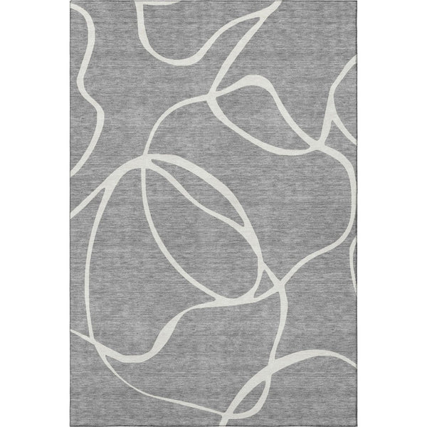 HomeRoots 5' X 8' Gray And Ivory Abstract Area Rug - Soft, Durable, UV Protected for Homes with Kids & Pets 678642