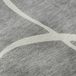 HomeRoots 8' Gray and Ivory Abstract Round Rug - Washable, UV Protected, Stain Resistant for Busy Homes 678643
