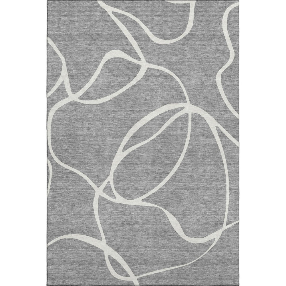 HomeRoots 8' X 10' Gray and Ivory Washable Area Rug - Stylish, Durable, UV Protected for Modern Homes 678644