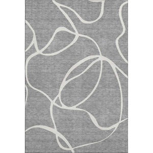 HomeRoots 9' X 12' Gray And Ivory Abstract Washable Area Rug – Stylish, Durable, UV Protected for Busy Homes! 678645