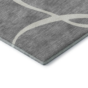 HomeRoots 9' X 12' Gray And Ivory Abstract Washable Area Rug – Stylish, Durable, UV Protected for Busy Homes! 678645