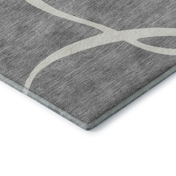 HomeRoots 10' X 14' Gray And Ivory Abstract Washable Area Rug - Durable, UV-Protected, Easy-Care Design Perfect for Any Room 678646