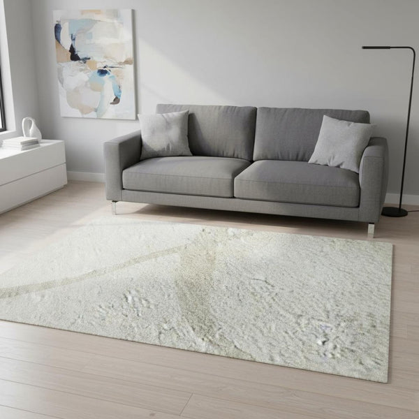 HomeRoots 5' X 8' Ivory and Beige Abstract Area Rug – Machine Washable, Stain Resistant, UV Protected Beauty 678648