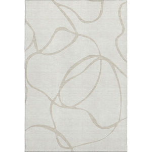 HomeRoots 8' X 10' Ivory And Beige Abstract Area Rug - Washable, UV Protected, Stylish for Modern Homes 678650