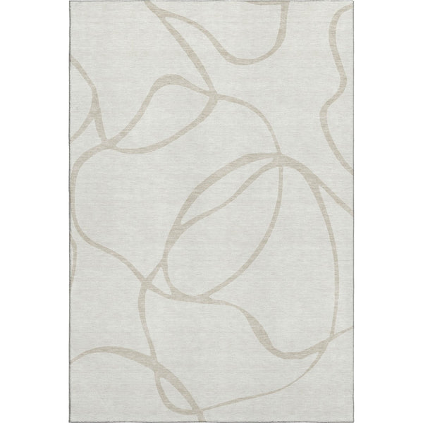 HomeRoots 8' X 10' Ivory And Beige Abstract Area Rug - Washable, UV Protected, Stylish for Modern Homes 678650