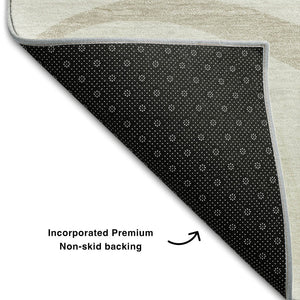 HomeRoots 9' X 12' Ivory and Beige Abstract Area Rug - Washable, UV Protected, Stain Resistant for Modern Homes 678651