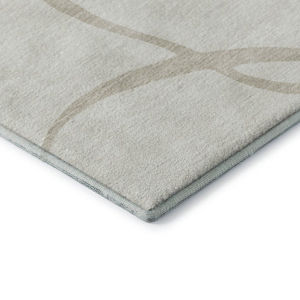 HomeRoots 9' X 12' Ivory and Beige Abstract Area Rug - Washable, UV Protected, Stain Resistant for Modern Homes 678651