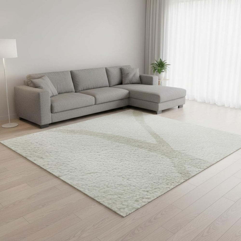 HomeRoots 10' X 14' Ivory And Beige Abstract Area Rug – Modern, Washable, UV-Protected for Family Spaces 678652