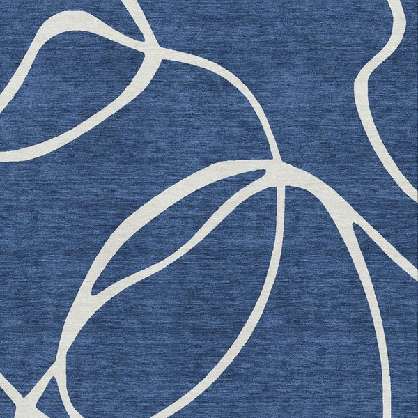 HomeRoots 5' X 8' Navy Blue & Ivory Abstract Area Rug – Stylish, Washable, Stain-Resistant with UV Protection! 678654